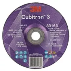 3M™ Cubitron™ 3 Cut and Grind Wheel, 89163, 36+, T27, 7 in x 1/8 in x 7/8 in, ANSI, 10/Pack, 20 ea/Case