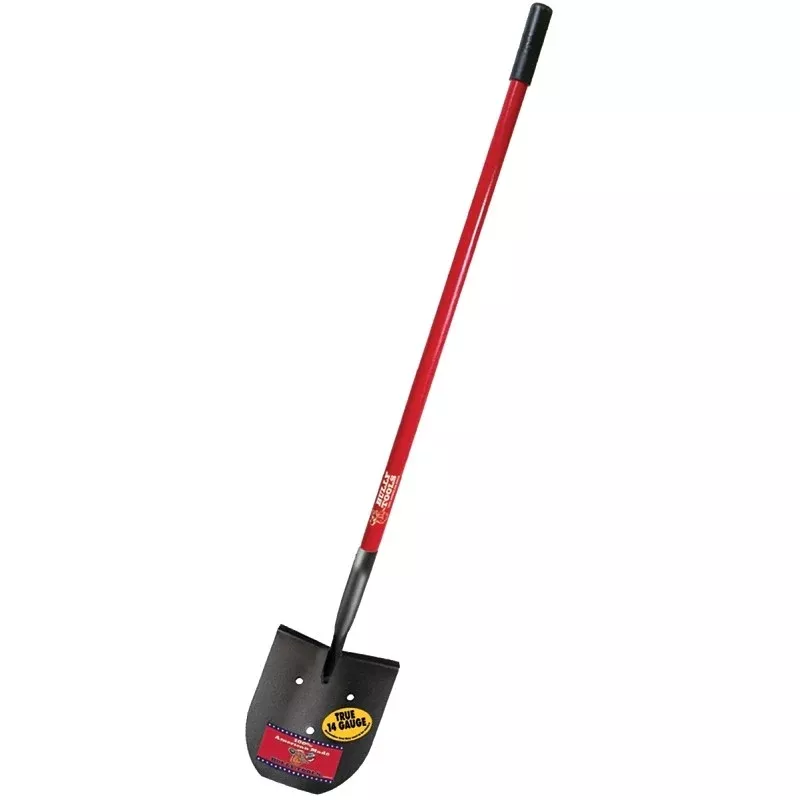 BULLY Tools 92704 Rice Shovel, 9-1/4 in W Blade, 14 ga Gauge, Steel Blade, Fiberglass Handle, Long Handle