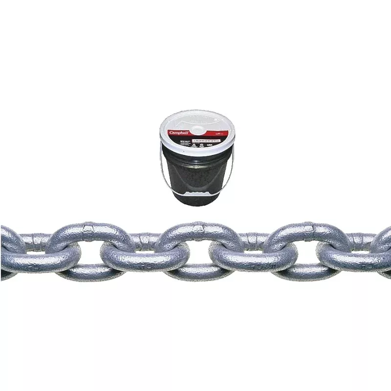 Campbell 014-0533 Proof Coil Chain, 5/16 in, 92 ft L, 30 Grade, Steel, Galvanized