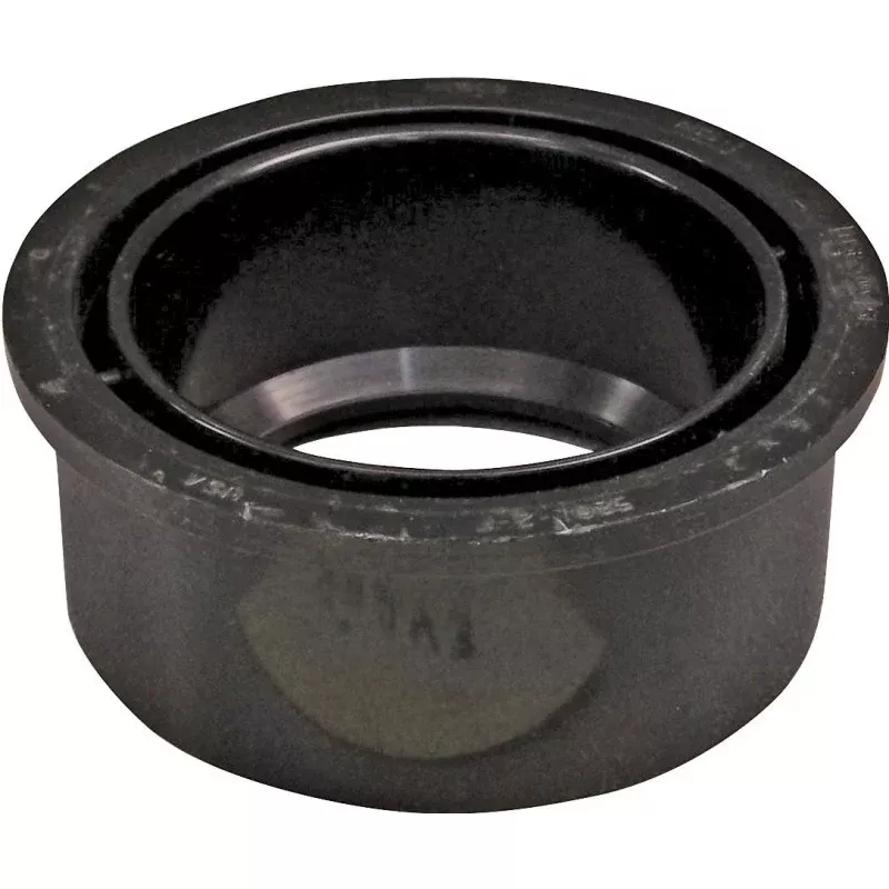 Canplas 102756BC Reducing Pipe Bushing, 4 x 3 in, Spigot x Hub, ABS, Black, 40 Schedule