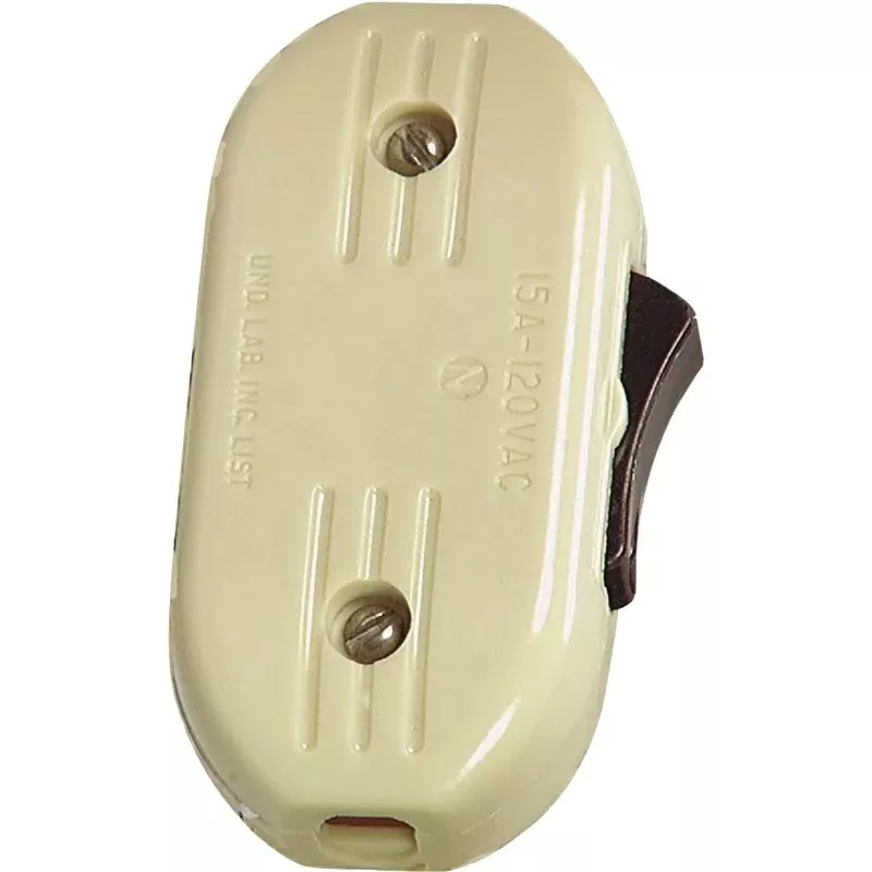 Eaton Wiring Devices BP933V Cord Switch, 3 A, 120 V, Screw Terminal, Ivory