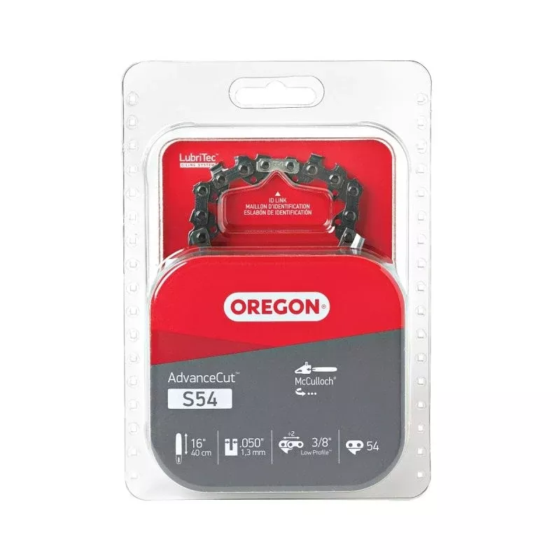 Oregon S54 Chainsaw Chain, 16 in L Bar, 0.05 Gauge, 3/8 in TPI/Pitch, 54-Link