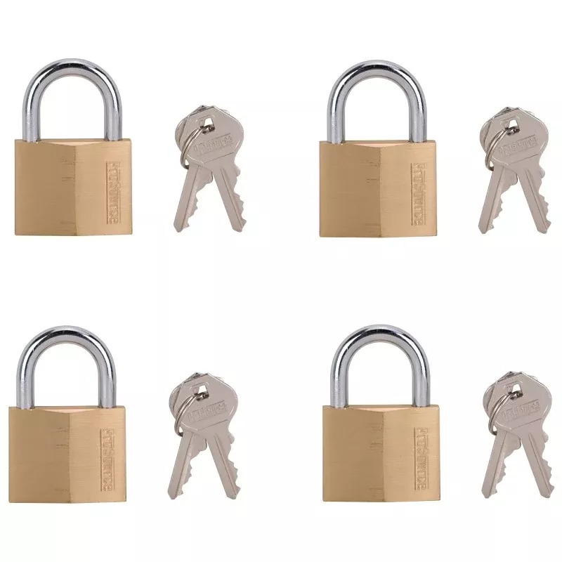ProSource HD-240DX4-3L Padlock Set, Standard Shackle, 1/4 in Dia Shackle, 1-1/4 in H Shackle, Steel Shackle, Steel Body