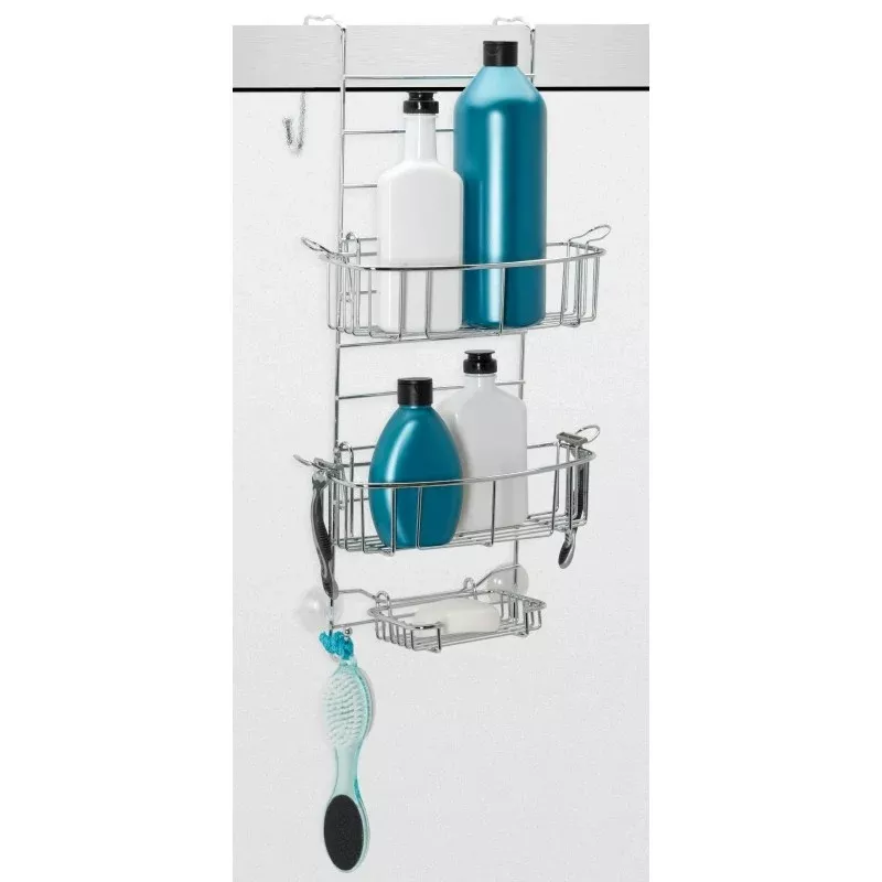Zenna Home E7803SS Door Caddy, 2-Shelf, Steel, Chrome, 12-1/4 in OAW, 22-3/4 in OAH, 9 in OAD